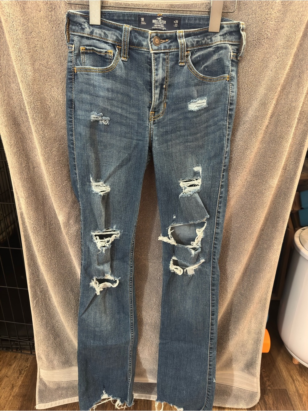 Hollister Women's Distressed Boot Cut Jeans - Blue